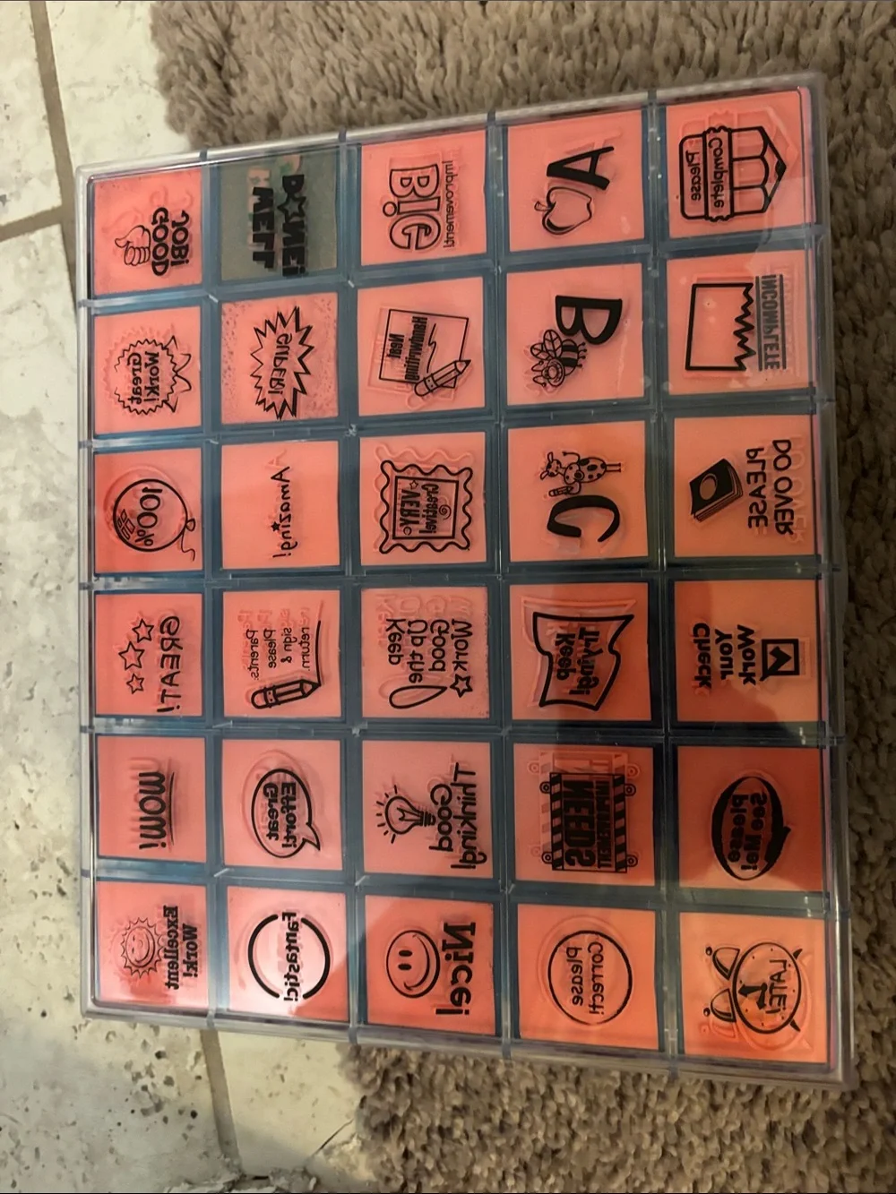 Teacher Reward Sticker Storage Box - Blue
